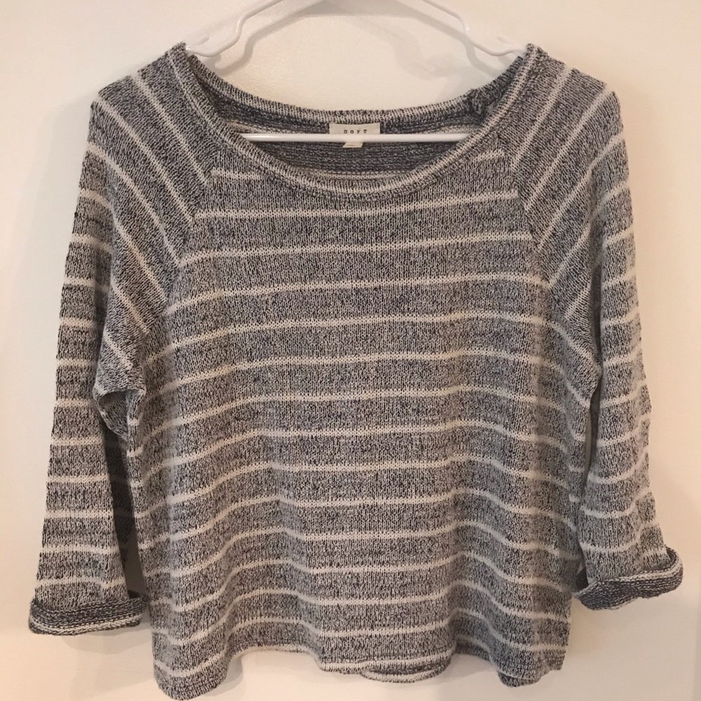 Navy and White Striped Crop Sweater